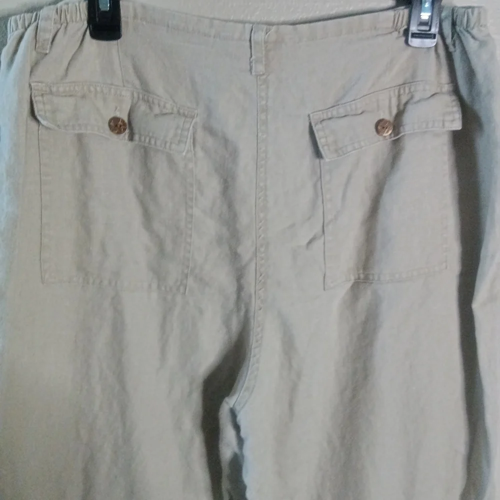 🦋 Vintage Orvis Linen Capri Pants Beige Plus Size 18